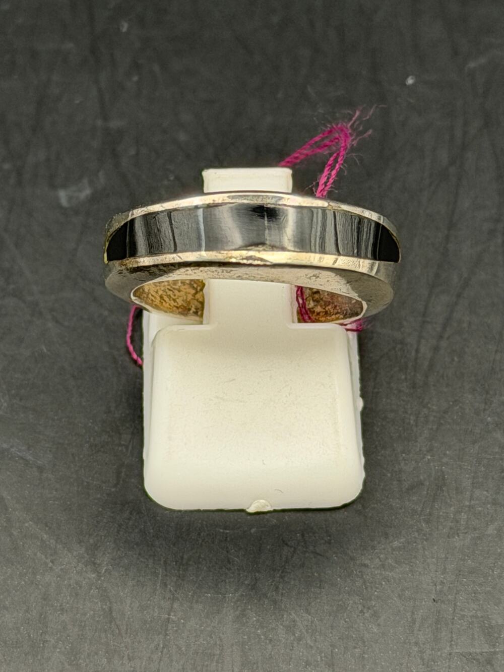Vintage "New" Sterling Silver Mexico Stone Inlay Ring Size